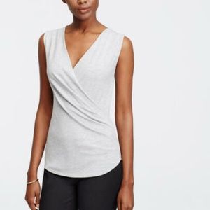 Ann Taylor Grey Crepe Wrap Shell Tank Size Small